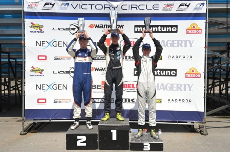 Nicolás Ambiado logró triple podio con victoria en la primera fecha de la Fórmula Regional Américas y queda líder del campeonato en EE.UU. 2 Podio Nola